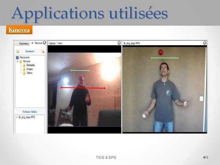 Applications utilisées Kinovea TICE & EPS 6 