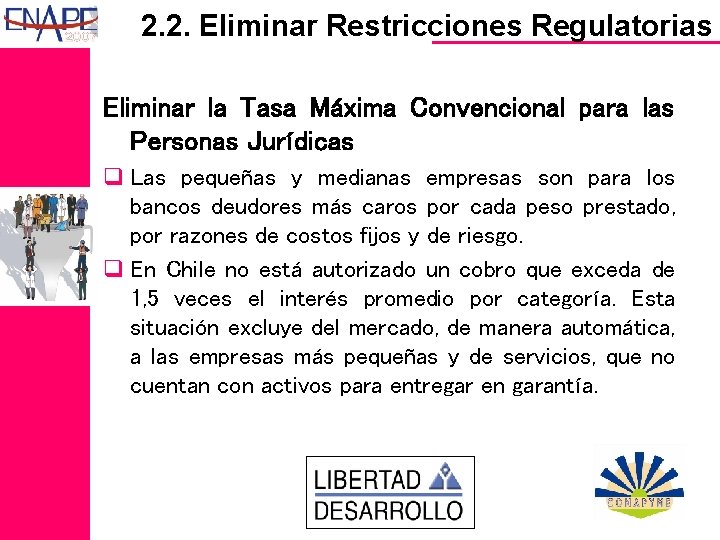 2. 2. Eliminar Restricciones Regulatorias Eliminar la Tasa Máxima Convencional para las Personas Jurídicas