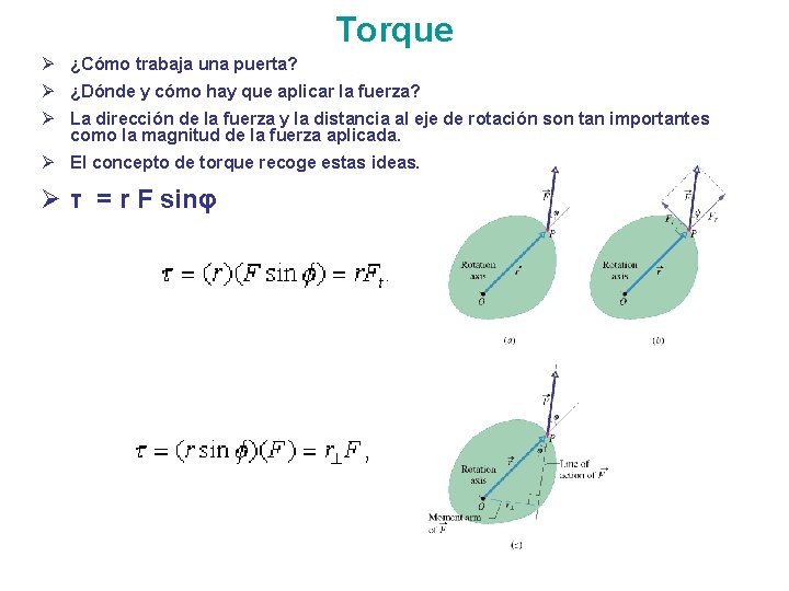 Torque Ø ¿Cómo trabaja una puerta? Ø ¿Dónde y cómo hay que aplicar la