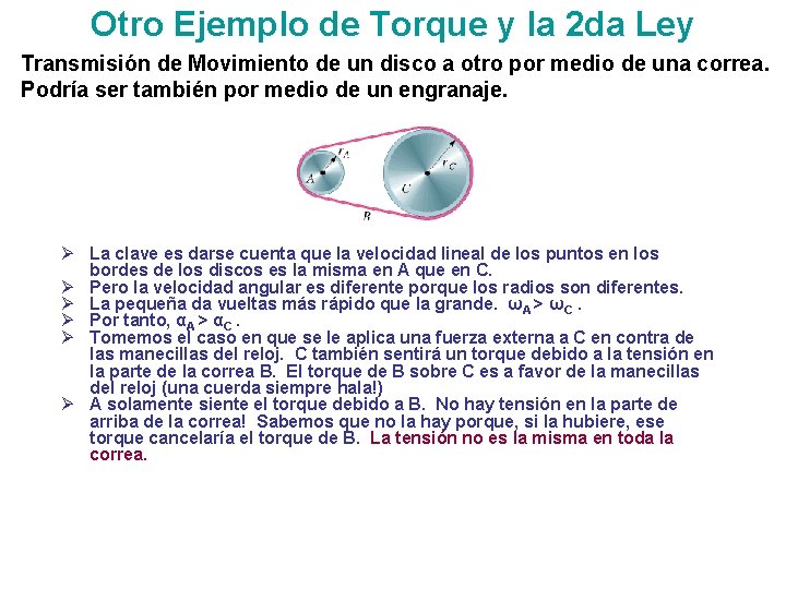 Otro Ejemplo de Torque y la 2 da Ley Transmisión de Movimiento de un