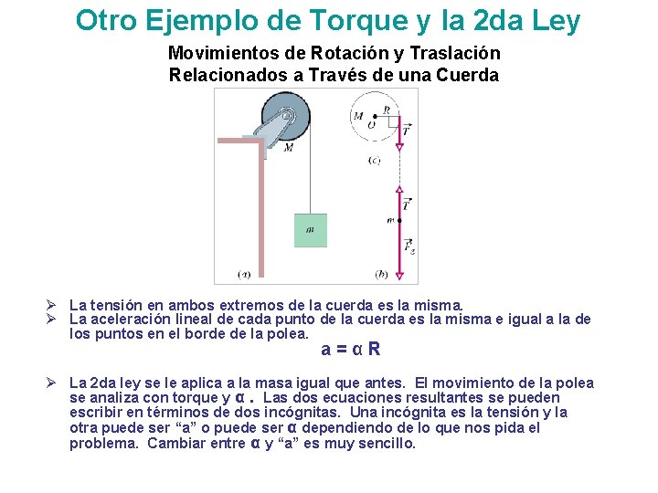 Otro Ejemplo de Torque y la 2 da Ley Movimientos de Rotación y Traslación