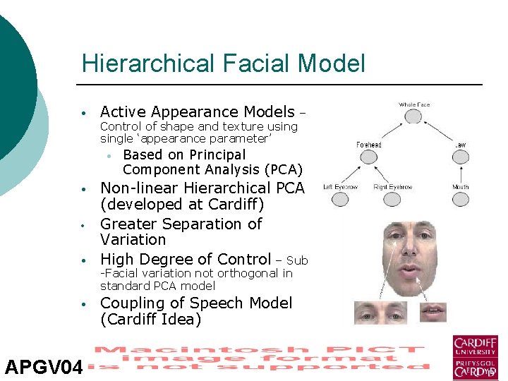 Hierarchical Facial Model • Active Appearance Models – Control of shape and texture usingle