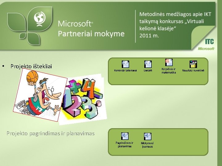  • Projekto ištekliai Pateiktus paveikslėlius pakeiskite savais, iliustruojančiais Jūsų projektą Projekto pagrindimas ir