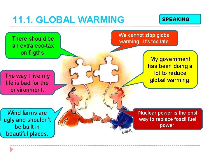 11. 1. GLOBAL WARMING There should be an extra eco-tax on fligths. The way