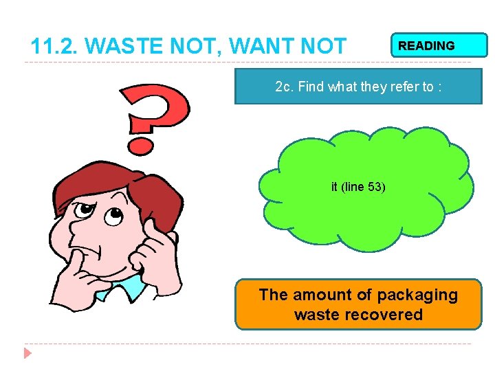 11. 2. WASTE NOT, WANT NOT READING 2 c. Find what they refer to