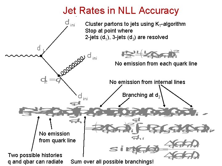 Jet Rates in NLL Accuracy Cluster partons to jets using KT-algorithm Stop at point