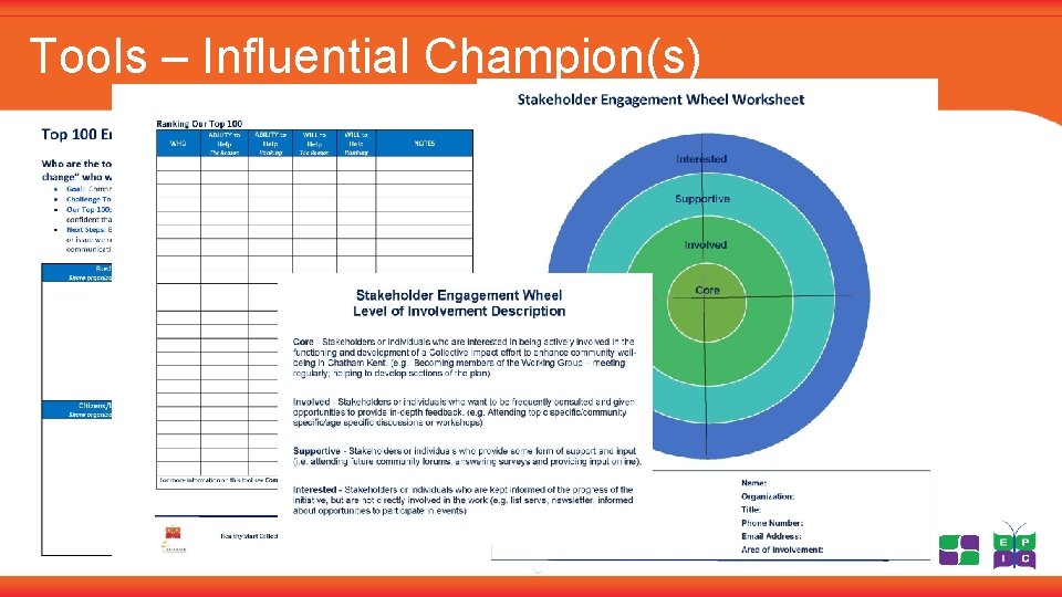 Tools – Influential Champion(s) Suggested Tool: Top 100 Partner Tool 