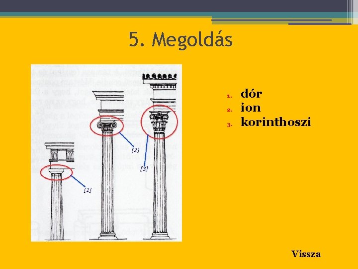 5. Megoldás 1. 2. 3. dór ion korinthoszi Vissza 