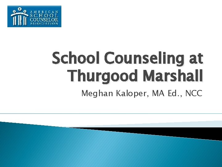 School Counseling at Thurgood Marshall Meghan Kaloper, MA Ed. , NCC 