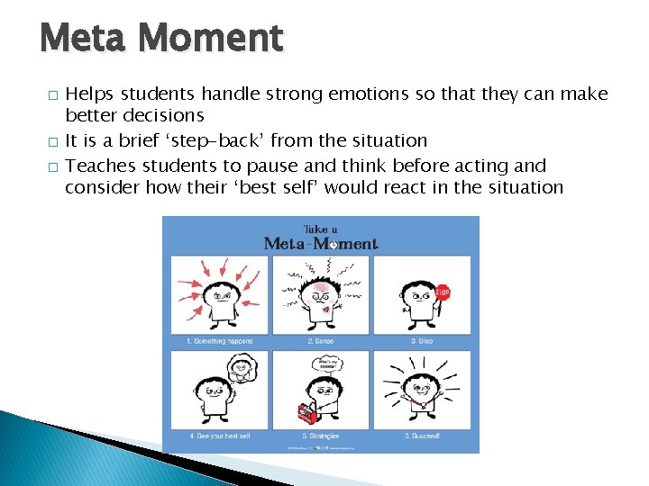 Meta Moment � � � Helps students handle strong emotions so that they can