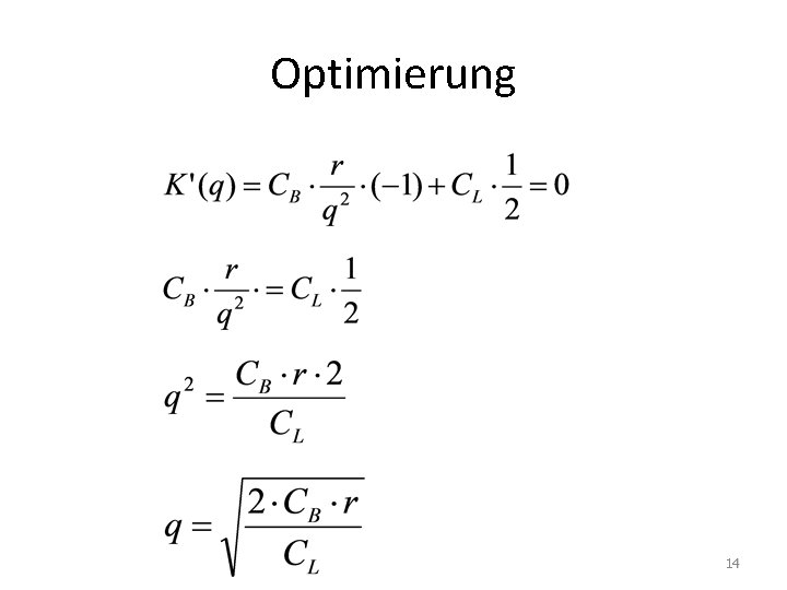 Optimierung 14 