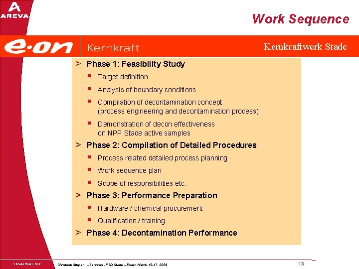 Work Sequence Kernkraftwerk Stade > Phase 1: Feasibility Study § § § Target definition