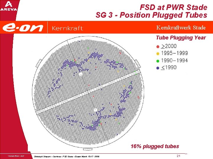 FSD at PWR Stade SG 3 - Position Plugged Tubes Kernkraftwerk Stade Tube Plugging