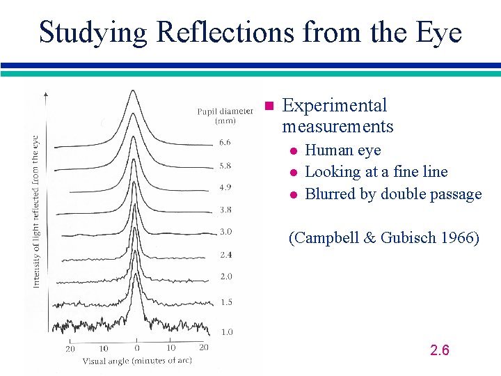 Studying Reflections from the Eye n Experimental measurements l l l Human eye Looking