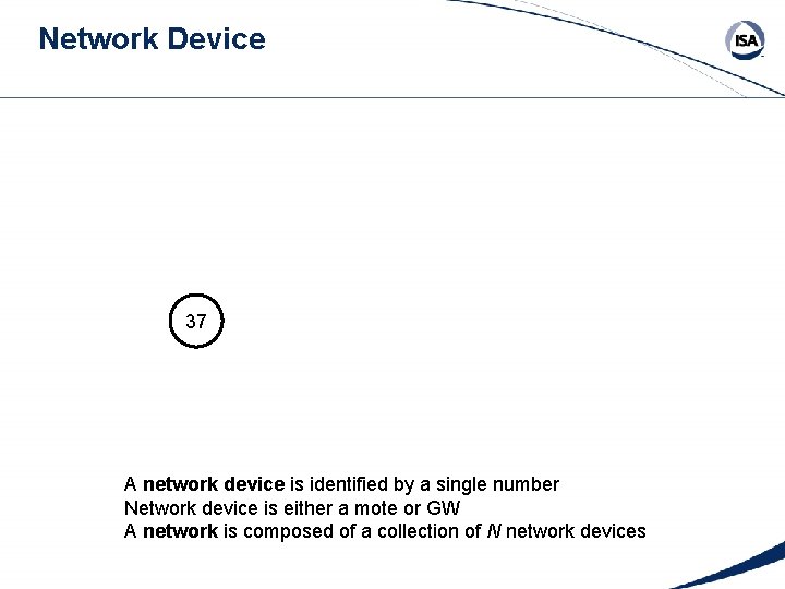Network Device 37 A network device is identified by a single number Network device