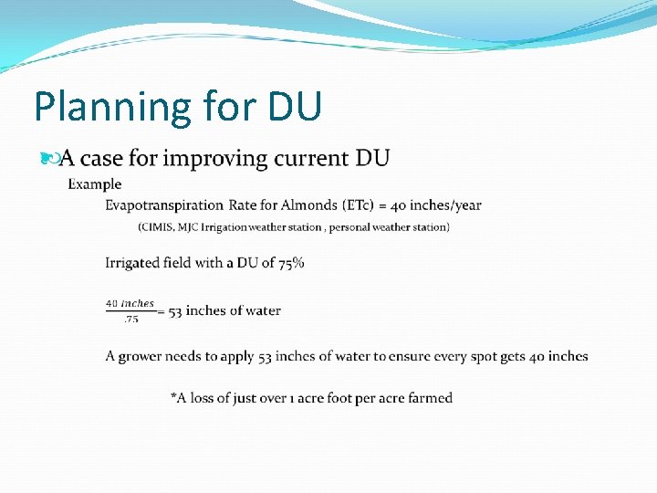Planning for DU 