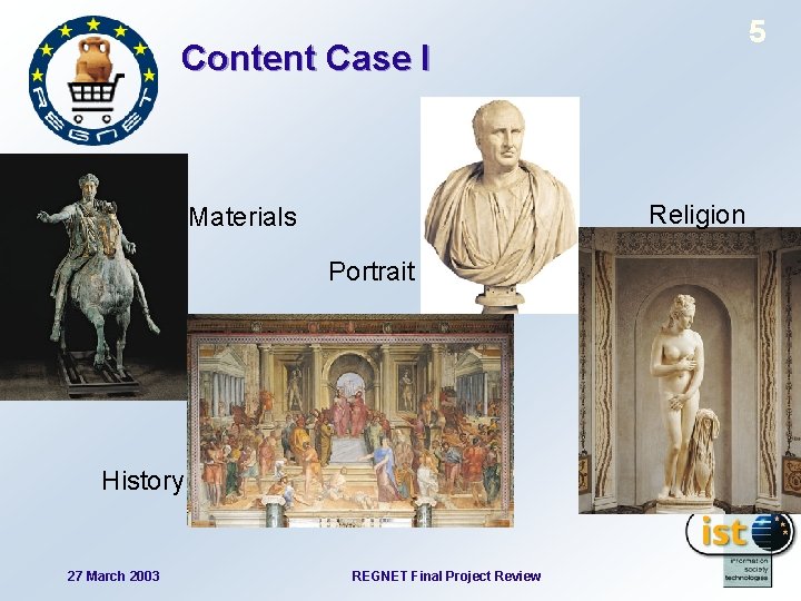 5 Content Case I Religion Materials Portrait History 27 March 2003 REGNET Final Project