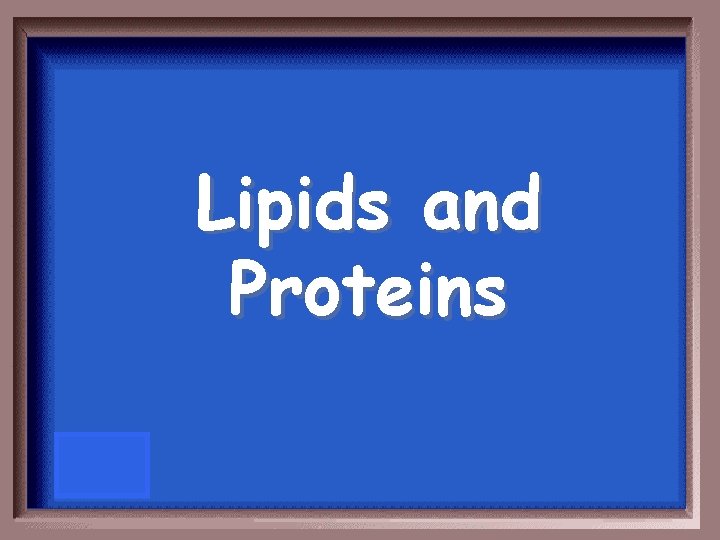 Lipids and Proteins 