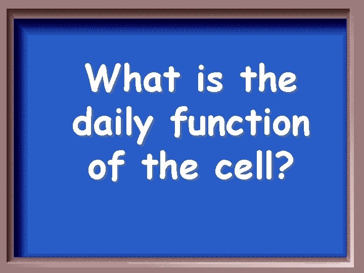 What is the daily function of the cell? 
