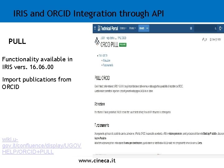 IRIS and ORCID Integration through API PULL Functionality available in IRIS vers. 16. 00