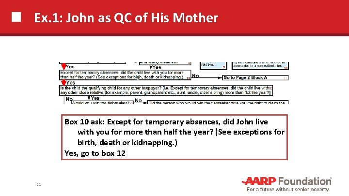 Ex. 1: John as QC of His Mother Box 10 ask: Except for temporary