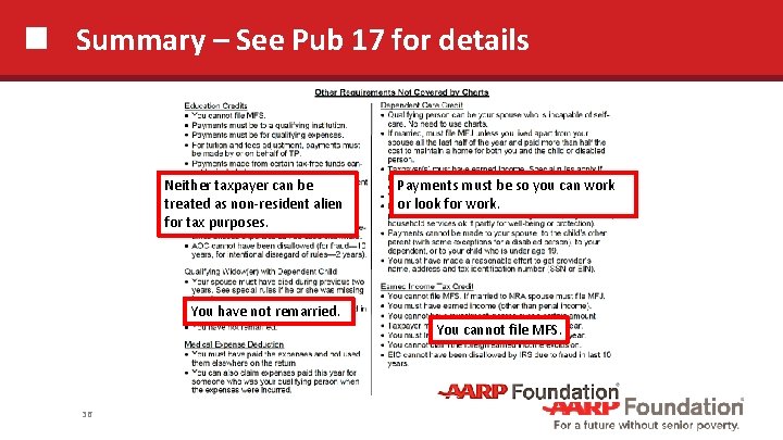 Summary – See Pub 17 for details Neither taxpayer can be treated as non-resident