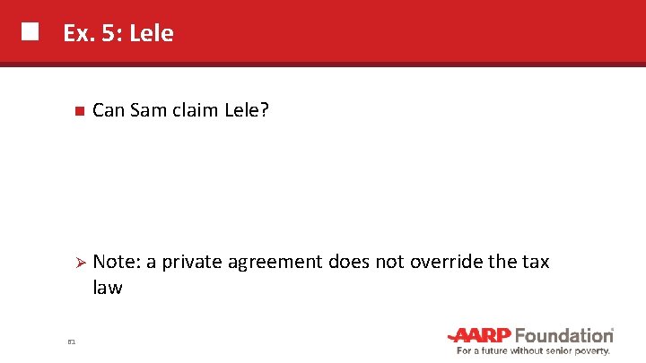 Ex. 5: Lele Can Sam claim Lele? Ø Note: a private agreement does not