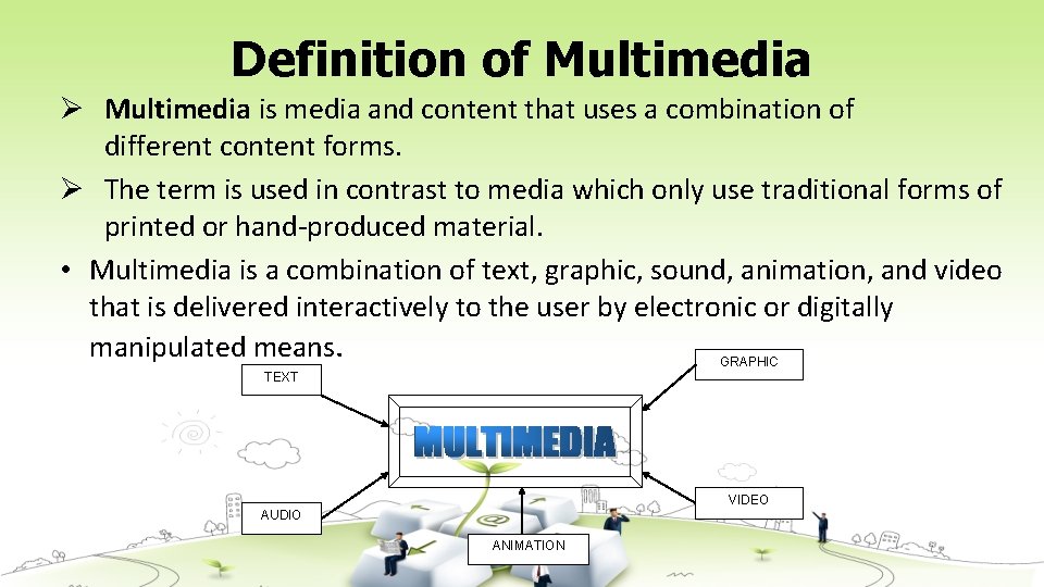 Definition of Multimedia Ø Multimedia is media and content that uses a combination of