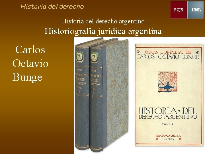 Historia del derecho argentino Historiografía jurídica argentina Carlos Octavio Bunge 