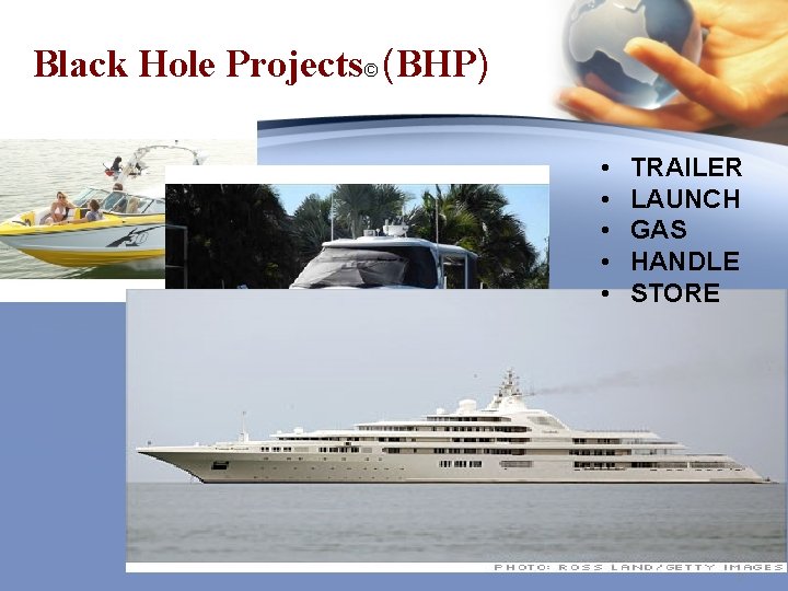 Black Hole Projects© (BHP) • • • TRAILER LAUNCH GAS HANDLE STORE 5 