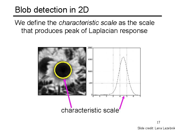 Blob detection in 2 D We define the characteristic scale as the scale that