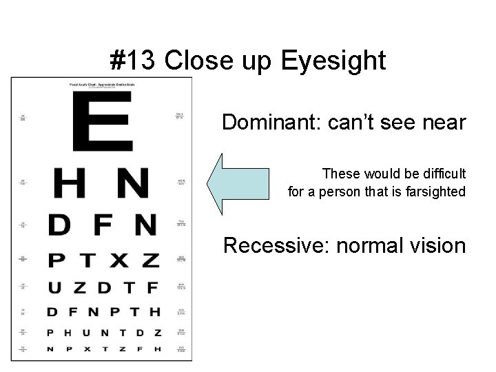 #13 Close up Eyesight Dominant: can’t see near These would be difficult for a