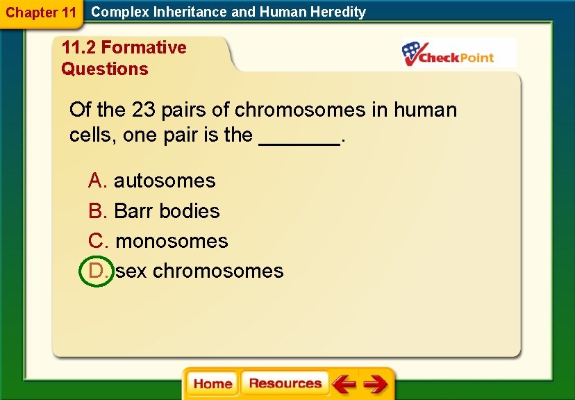 Chapter 11 Complex Inheritance and Human Heredity 11. 2 Formative Questions Of the 23