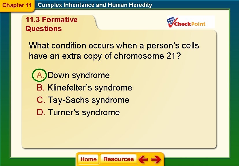 Chapter 11 Complex Inheritance and Human Heredity 11. 3 Formative Questions What condition occurs