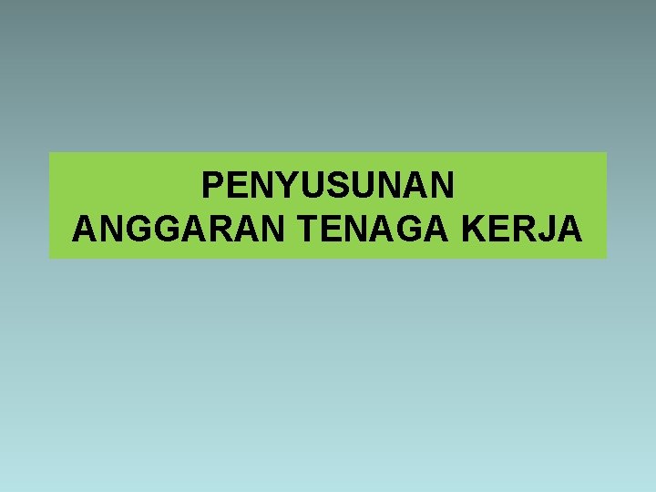 PENYUSUNAN ANGGARAN TENAGA KERJA 