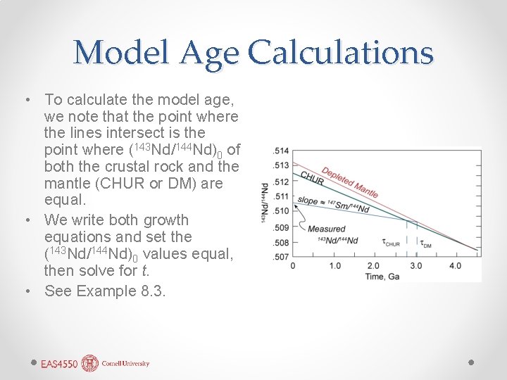 Model Age Calculations • To calculate the model age, we note that the point