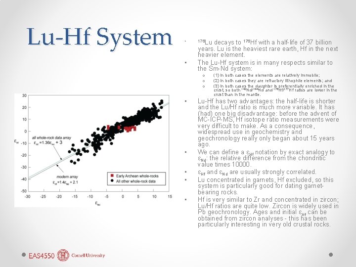 Lu-Hf System • • 176 Lu decays to 176 Hf with a half-life of