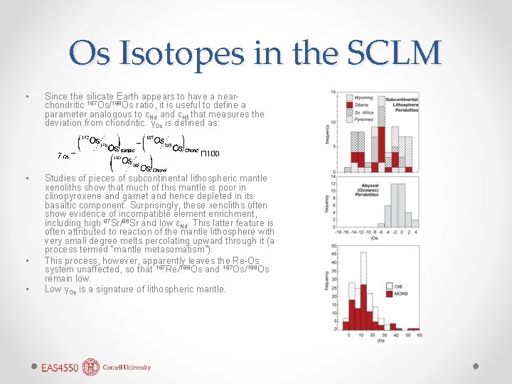 Os Isotopes in the SCLM • Since the silicate Earth appears to have a