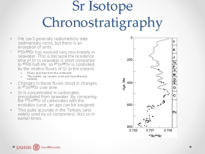 Sr Isotope Chronostratigraphy • • We can’t generally radiometricly date sedimentary rocks, but there