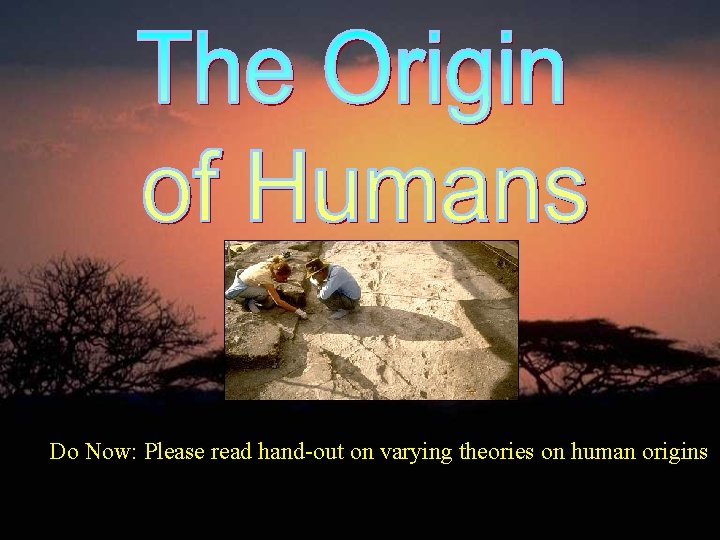 Do Now: Please read hand-out on varying theories on human origins 