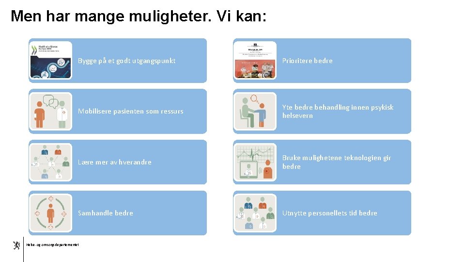 Men har mange muligheter. Vi kan: Bygge på et godt utgangspunkt Prioritere bedre Mobilisere