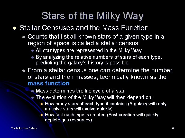 Stars of the Milky Way l Stellar Censuses and the Mass Function l Counts