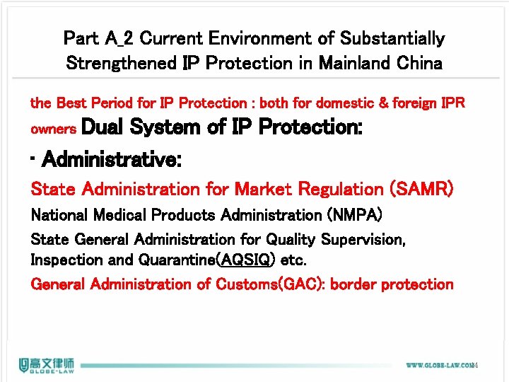 Part A_2 Current Environment of Substantially Strengthened IP Protection in Mainland China the Best Part A_2 Current Environment of Substantially Strengthened IP Protection in Mainland China the Best