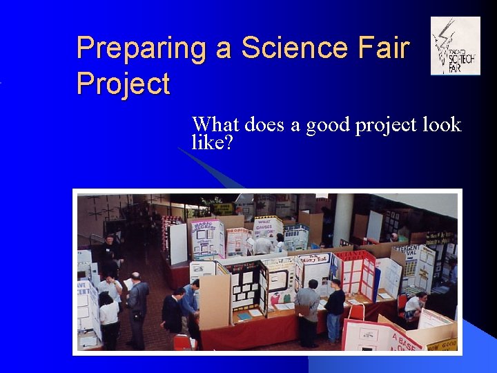 Preparing a Science Fair Project What does a good project look like? 
