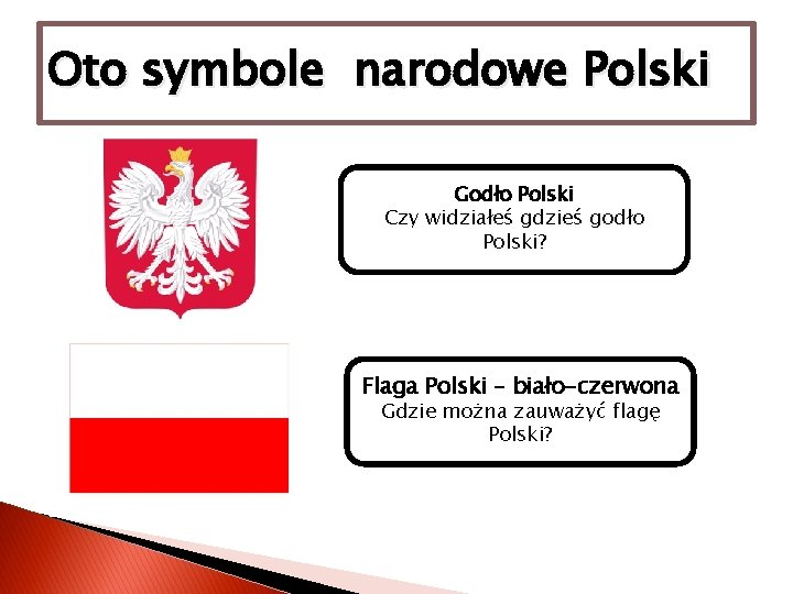 Oto symbole narodowe Polski Godło Polski Czy widziałeś gdzieś godło Polski? Flaga Polski –