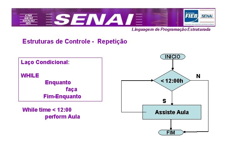 Linguagem de Programação Estruturada Estruturas de Controle - Repetição Laço Condicional: WHILE Enquanto faça