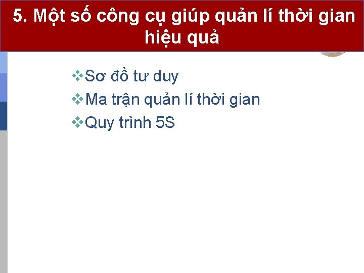 5. Một số công cụ giúp quản lí thời gian hiệu quả v. Sơ