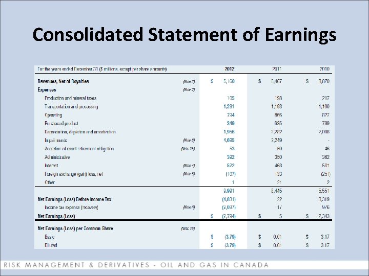 Consolidated Statement of Earnings 