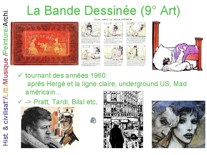 Hist. & civilisat°/Litt. /Musique /Peinture/Archi. La Bande Dessinée (9° Art) ü tournant des années