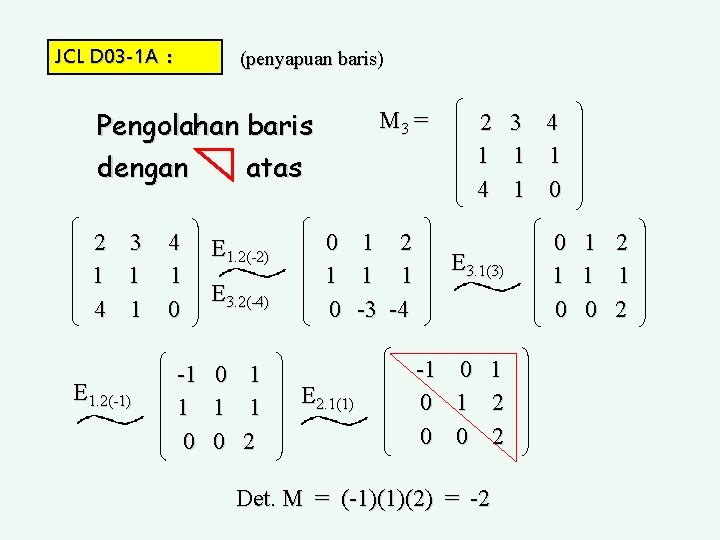 JCL D 03 -1 A : (penyapuan baris) Pengolahan baris dengan atas 2 3